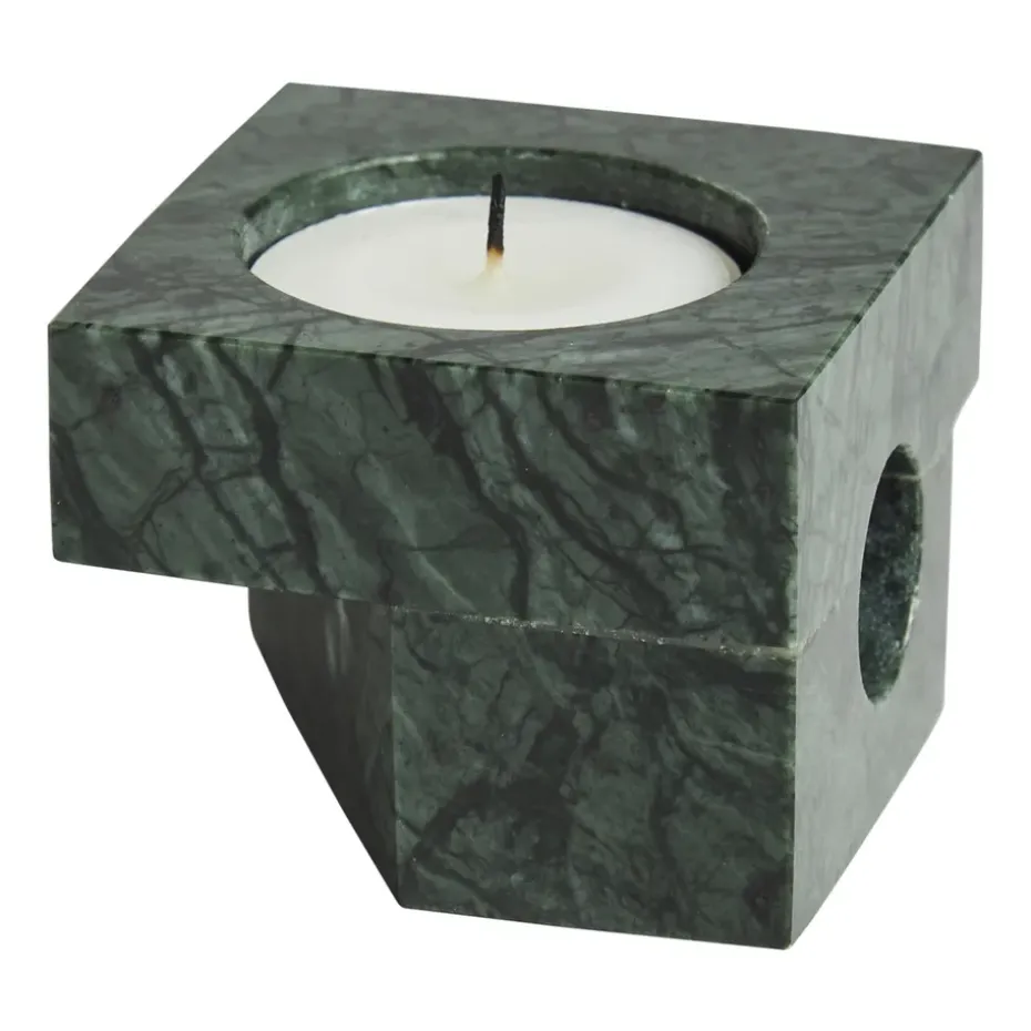 Jeu de dés 2 candle holder marble, Green