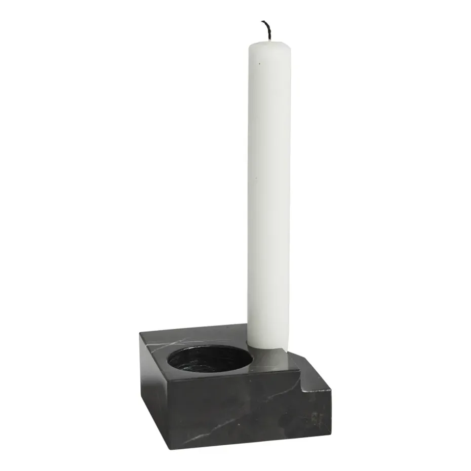 Jeu de dés 3 candle holder marble, Black