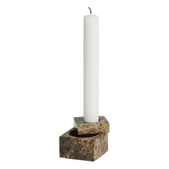 Jeu de dés 1 candle holder marble, Brown
