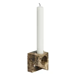 Jeu de dés 2 candle holder marble, Brown
