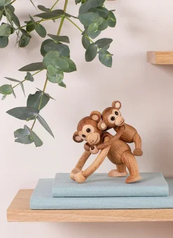 Jolly monkey decoration 11 cm, Oak