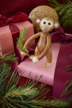Jolly monkey decoration 11 cm, Oak