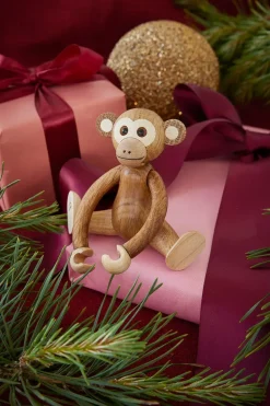 Jolly monkey decoration 11 cm, Oak