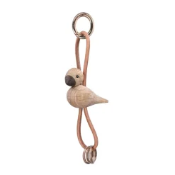 Kaj Bojesen bird keyring, Oak, natural leather