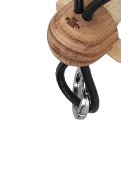 Kaj Bojesen monkey keyring, Teak-limb wood, black leather