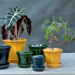 Københavner flower pot glazed Ø14 cm, yellow