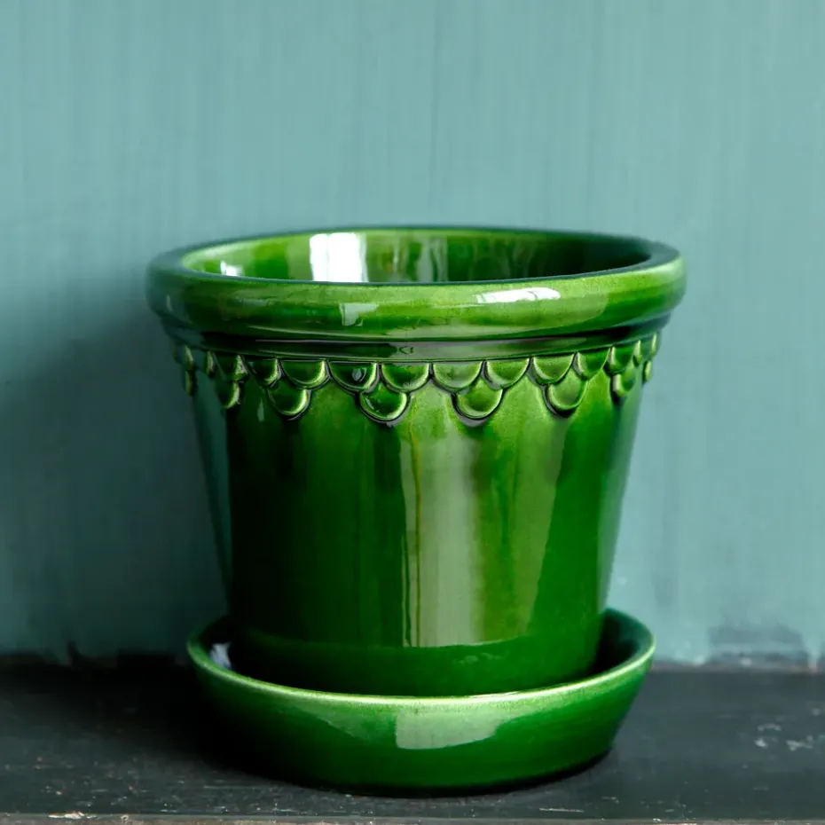 Københavner flower pot glazed Ø16 cm, Green