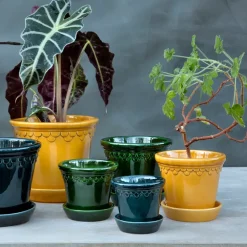 Københavner flower pot glazed Ø18 cm, Yellow
