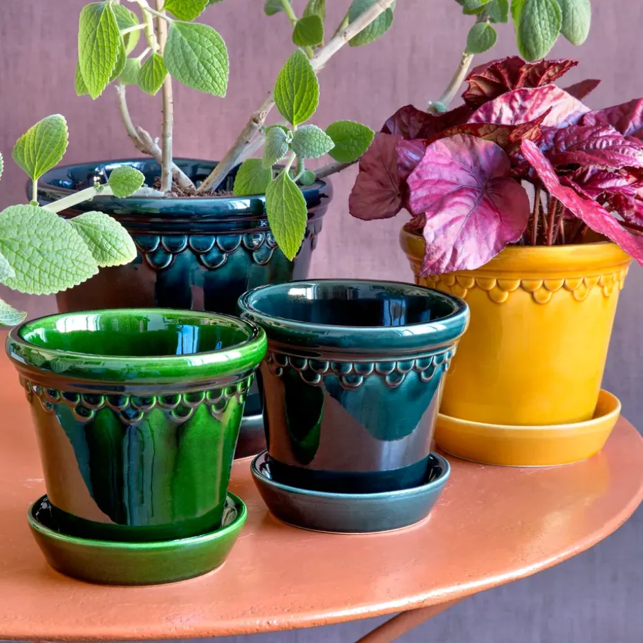 Københavner flower pot glazed Ø18 cm, Yellow