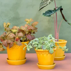 Københavner flower pot glazed Ø16 cm, Yellow