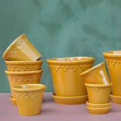 Københavner flower pot glazed Ø16 cm, Yellow