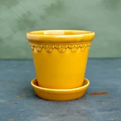 Københavner flower pot glazed Ø16 cm, Yellow