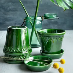 Københavner flower pot glazed Ø14 cm, green