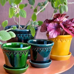 Københavner flower pot glazed Ø14 cm, green
