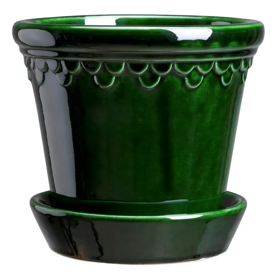 Københavner flower pot glazed Ø18 cm, Green