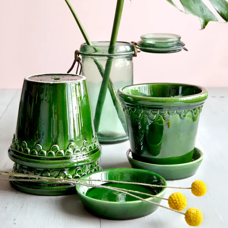 Københavner flower pot glazed Ø18 cm, Green