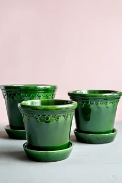 Københavner flower pot glazed Ø18 cm, Green