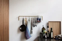 Kitchen rod with 6 hooks, brass