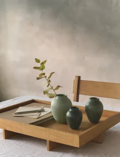 Knabstrup mini vase ripple matte 3-piece set, Misty green-celadon green-dark green