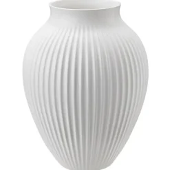 Knabstrup vase ribbed 27 cm, white