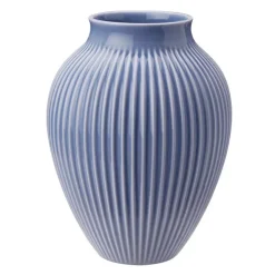 Knabstrup vase ribbed 20 cm, lavender blue