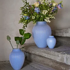 Knabstrup vase ribbed 20 cm, lavender blue