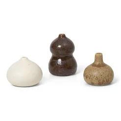 Komo vasee mini set of 3, Brown-white