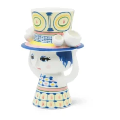 Lady with hat vase H20.5 cm, Blue