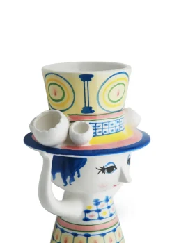 Lady with hat vase H20.5 cm, Blue