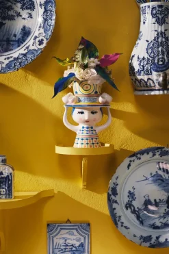 Lady with hat vase H20.5 cm, Blue