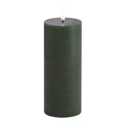 LED Pillar candle 7.8x20 cm Rustic, Olive green