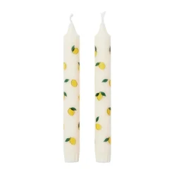 Lemon taper candles 2-pack, White-yellow