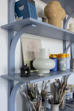 Levi shelf, Lacquered ash-brass, 2 shelves, 180 cm