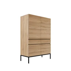 Ligna cabinet, Oiled oak-Black steel
