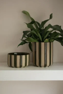 Line pot Ø14x16 cm, Stripe Green