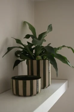 Line pot Ø14x16 cm, Stripe Green