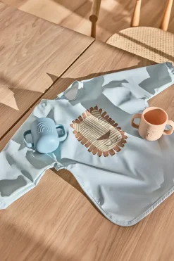 Lobo Lion bib with sleeves, Ice blue