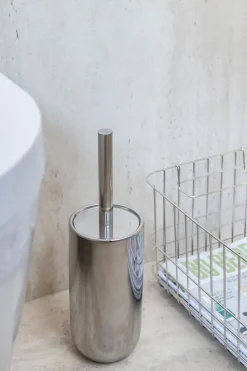 Lotus ceramic toilet brush, Chrome