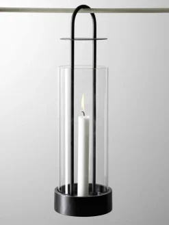 Lotus hurricane lantern, black