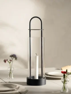Lotus hurricane lantern, black