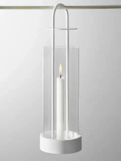 Lotus hurricane lantern, white