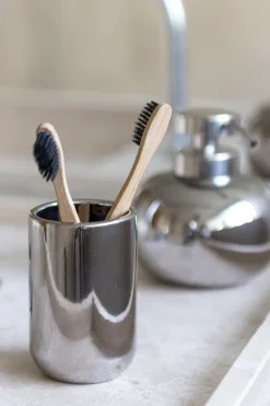 Lotus tooth brush holder, Chrome