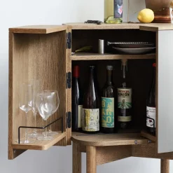 Loud bar cabinet on wheels, Smoked oak