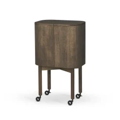 Loud bar cabinet on wheels, Smoked oak