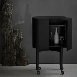 Loud bar cabinet on wheels, Black