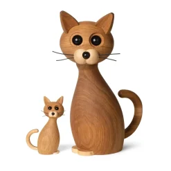 Lucky cat decoration 42 cm, Oak-maple