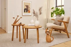 Lucky cat decoration 42 cm, Oak-maple