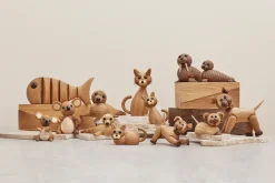 Lucky cat decoration 42 cm, Oak-maple
