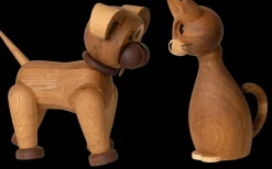 Lucky cat decoration 42 cm, Oak-maple