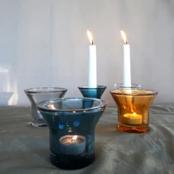 Lumi candlestick 8 cm, Petrol Blue
